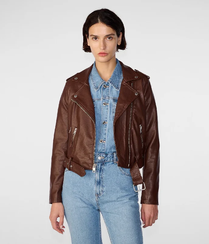 Women's Clothes And Garments Faux Leather Moto Jacket