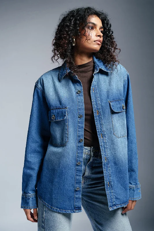 Women's Clothing Online Sale Chrome Blue Women's Denim Jacket