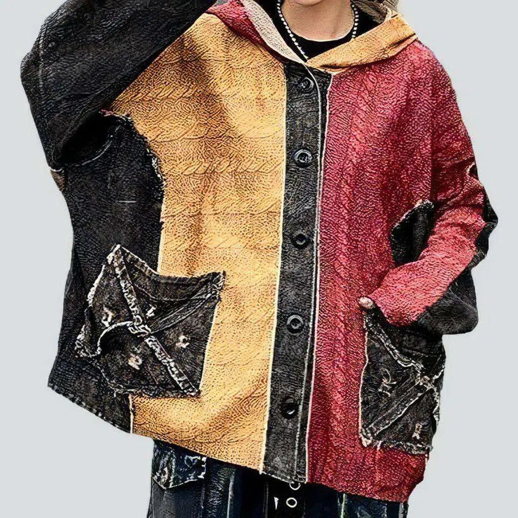 Women's Clothing Brands Mixed-fabrics women's denim jacket
