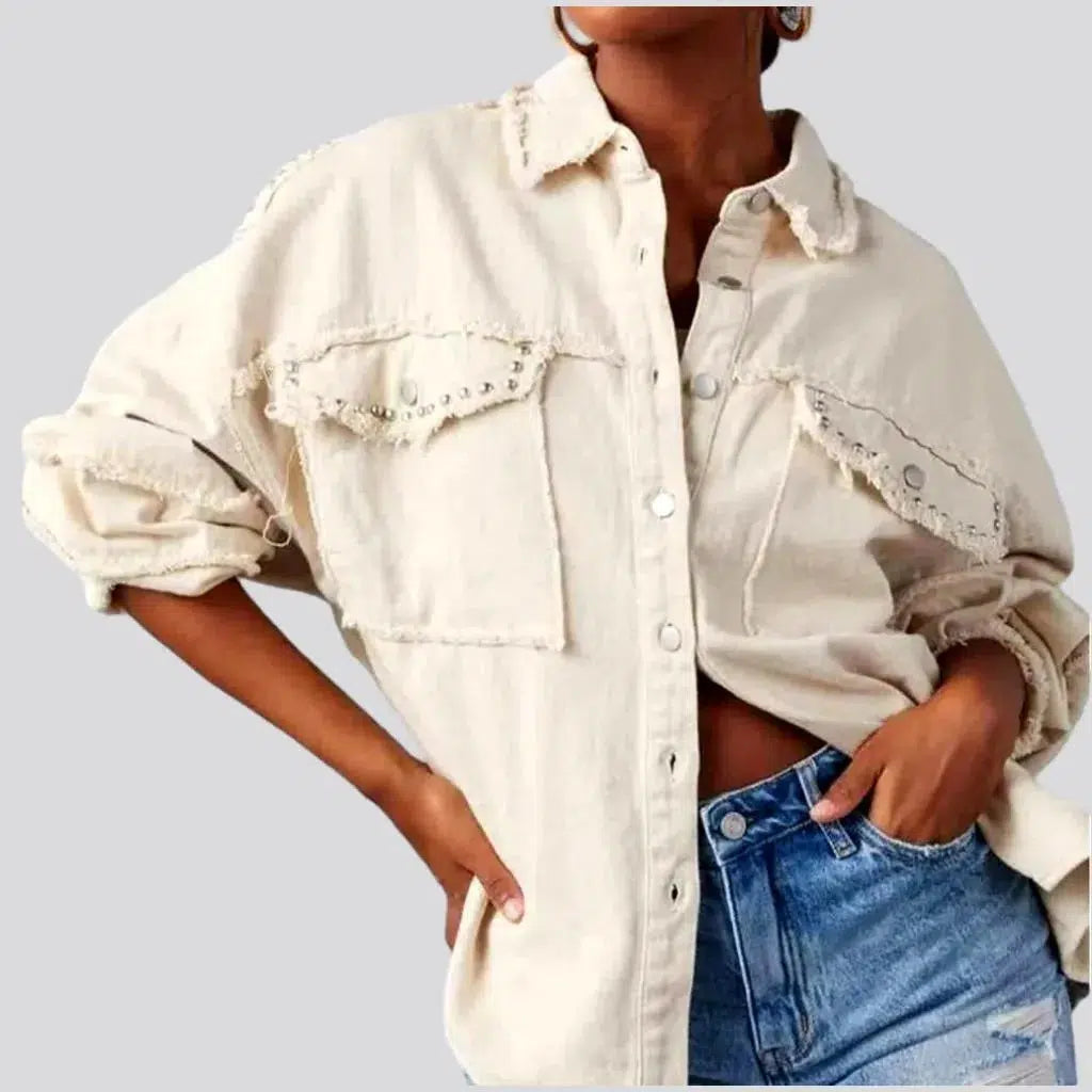 Women's Apparel Distressed women's jeans jacket
