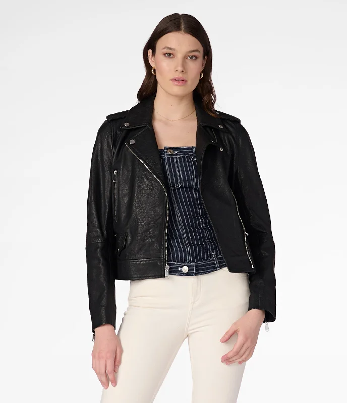 Women's Professional Attire Kiley Textured Asymmetrical Genuine Leather Jacket