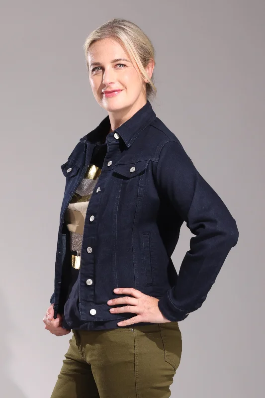 Minimalist Women's Fashion Clothing Wonder Denim Jean Jacket | DARK BLUE | 6617ZZ