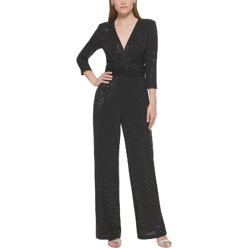 Women's Formal Event Outfit Womens Sequin V-Neck Jumpsuit