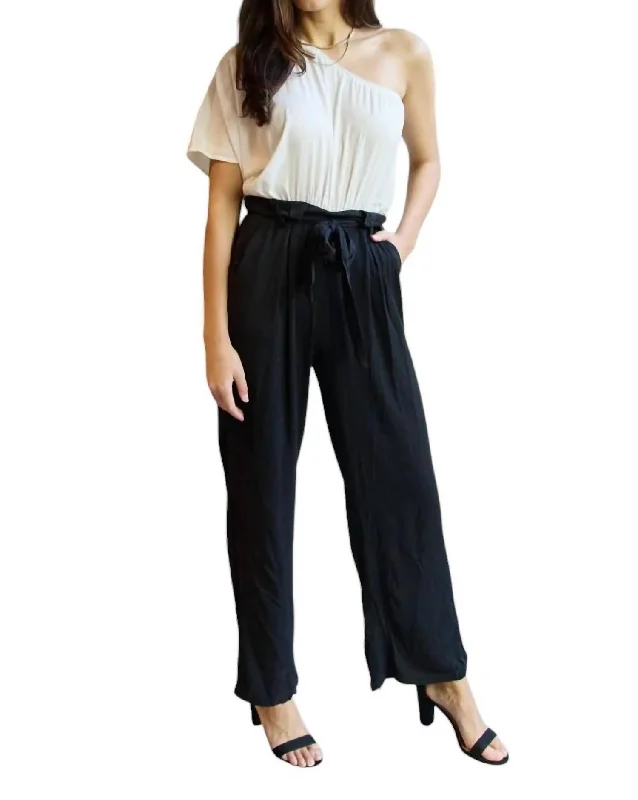 Affordable Online Boutiques Marvelous In Manhattan One-Shoulder Jumpsuit In White/black
