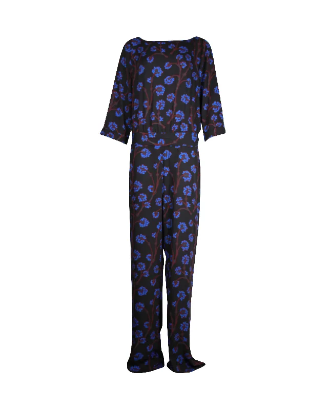 Women's Contemporary Clothing Diane Von Furstenberg Floral Jumpsuit in Multicolor Polyester