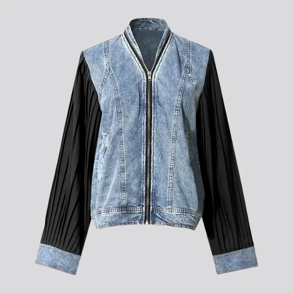 Winter Wardrobe Clearance Light mixed pattern oversized women's jeans jacket