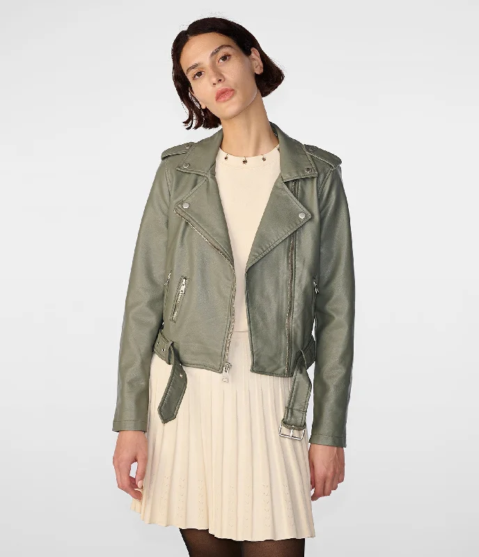 Women's Athletic Garments Faux Leather Moto Jacket
