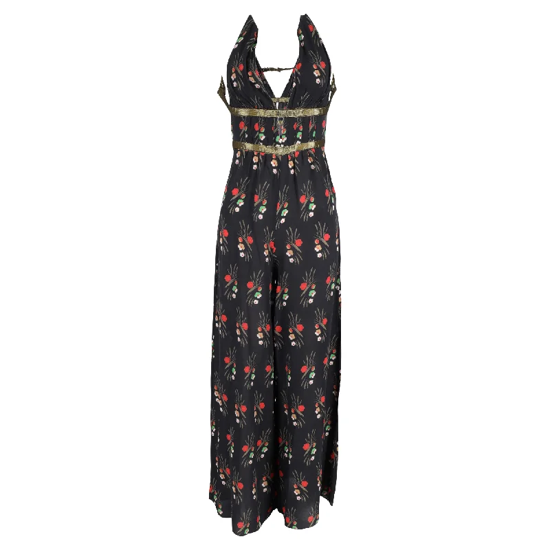 Women's Online Clothing Boutique Rixo Floral Wideleg Jumpsuit in Black Silk