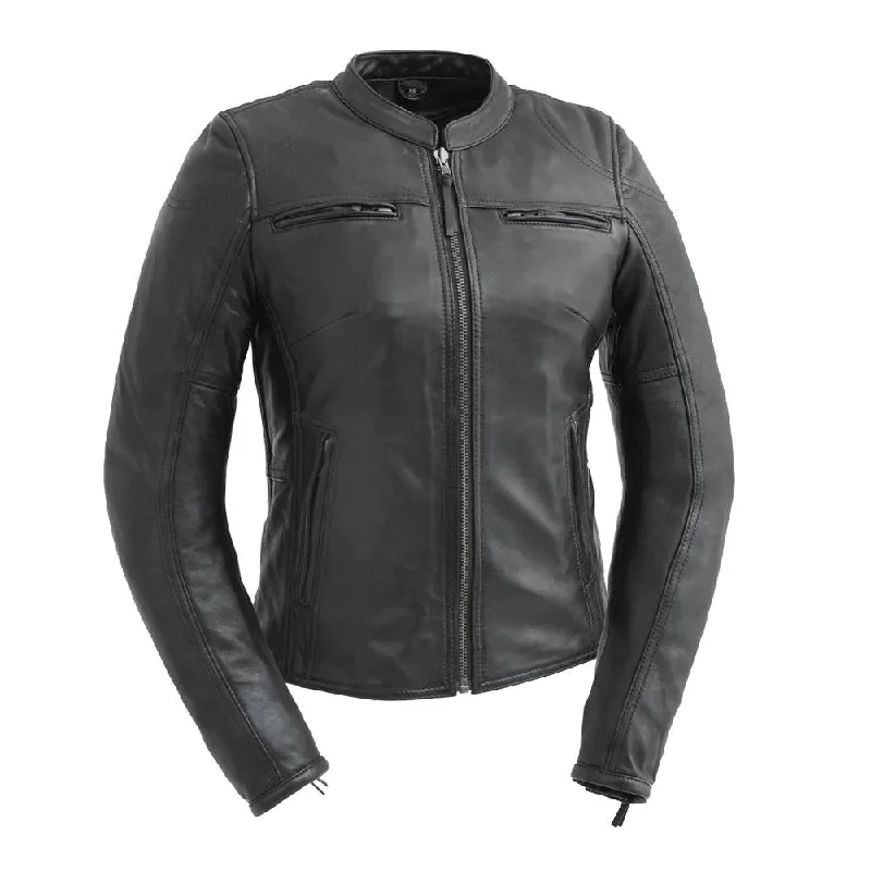 Women's Vacation Attire Supastar Women's Motorcycle Leather Jacket by First MFG