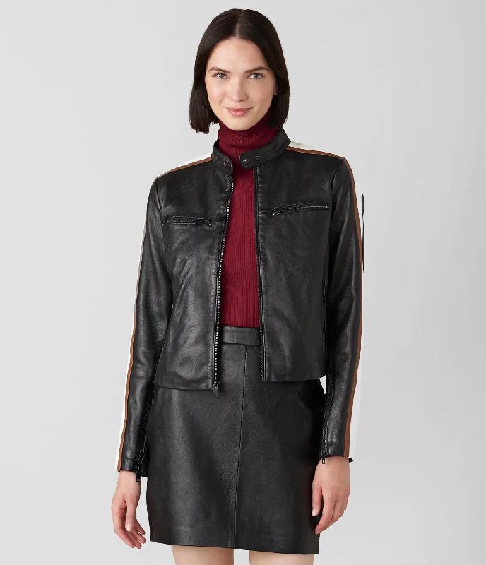 High-Fashion Women's Clothing Melissa Leather Jacket With Stripe