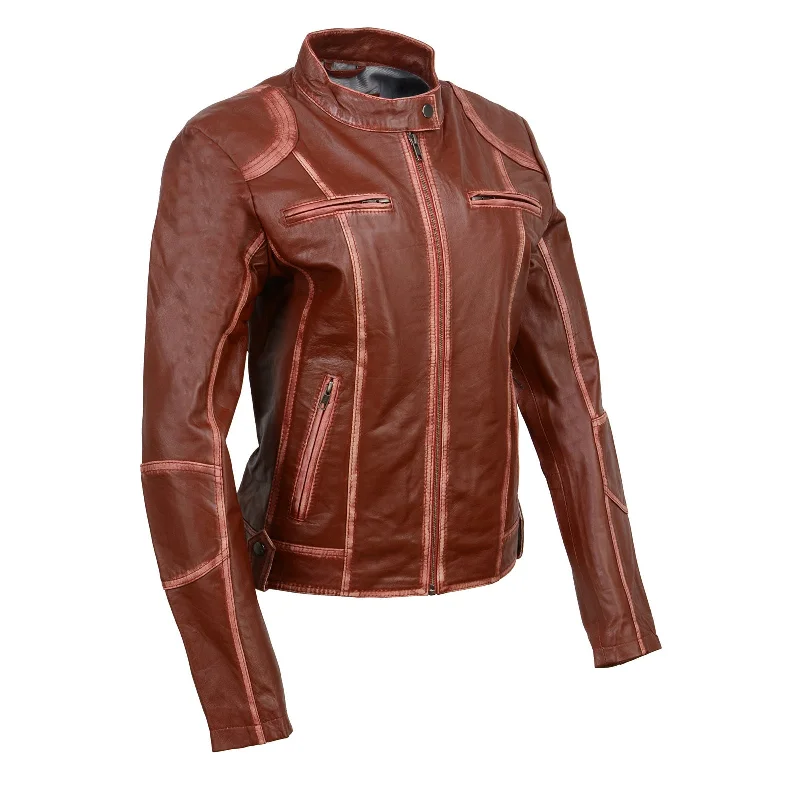 Women's Stylish Outerwear Milwaukee Leather SFL2830 Women's Maroon Sheepskin Scuba Style Fashion