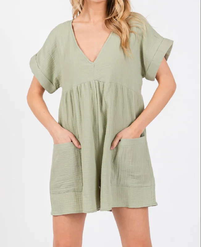 Trendy Outfits For Ladies Simple Life Romper In Sage