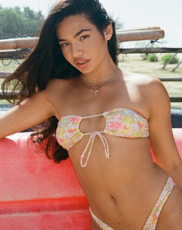 Women's Athletic Apparel Racola Bikini Top in Pink Abstract Floral Swim