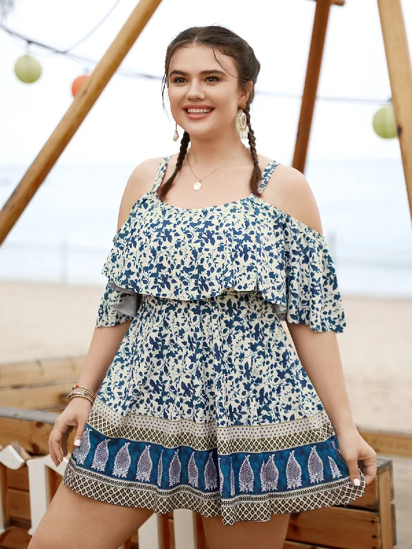 Bundle Offer Bandana Print Cold Shoulder Swim Dress