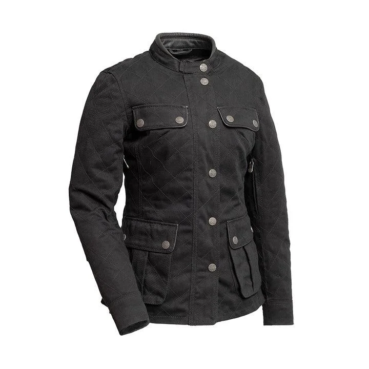 Women's Chic Outerwear Outfit Outcast - Women's Twill Motorcycle Jacket