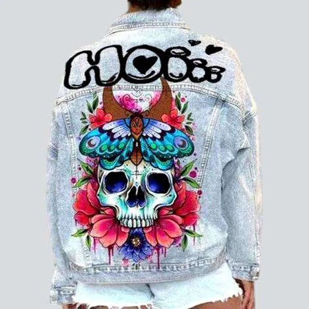 Luxury Women's Fashion Skull print women's denim jacket
