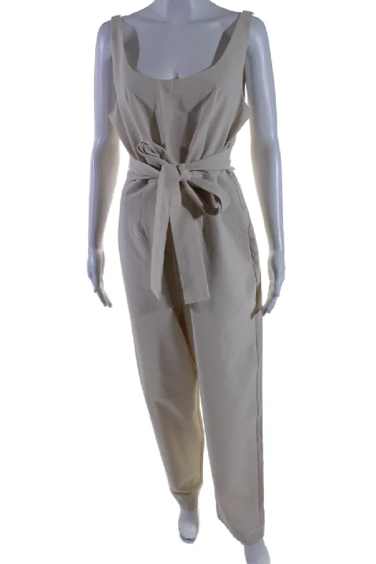 Outfits For Women Aday Womens Stretch Round Neck Sleeveless Power Suit Jumpsuit Oat