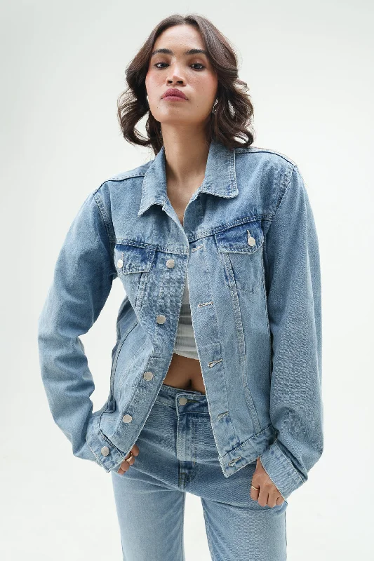 Women's Luxury Attire Galactic Blue Classic Denim Jacket