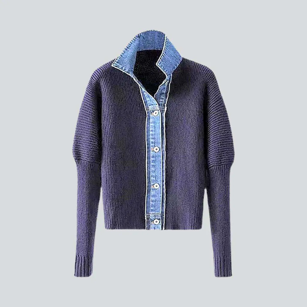 Women's Clothing Apparel Mixed-fabrics oversized denim jacket
 for ladies