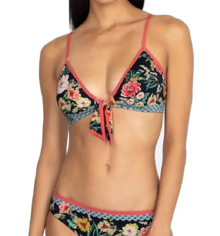 Stylish Women's Outfit Mia Front Tie Bikini Top In Multi