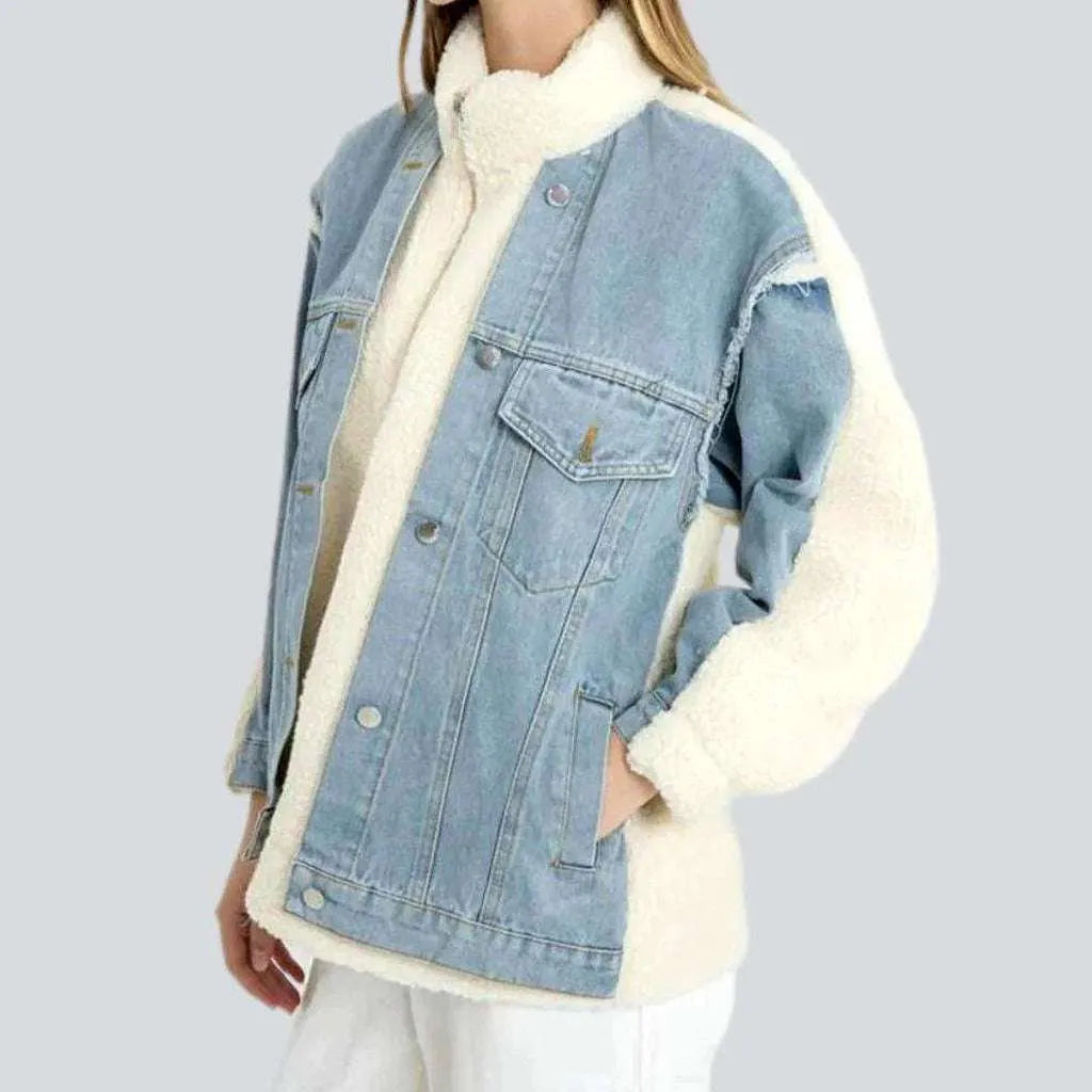 Women's Casual and Dressy Outfits Light-wash sherpa jean jacket
 for women