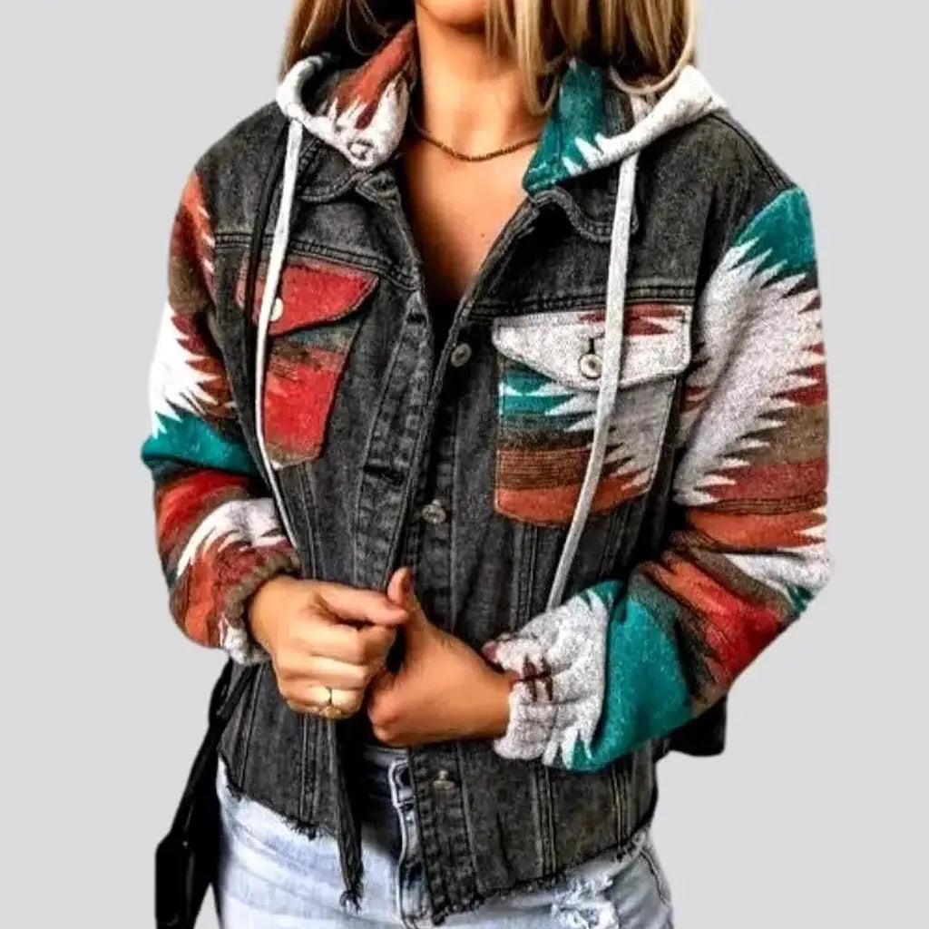 Women's Elegant Apparel Street hooded denim jacket for ladies