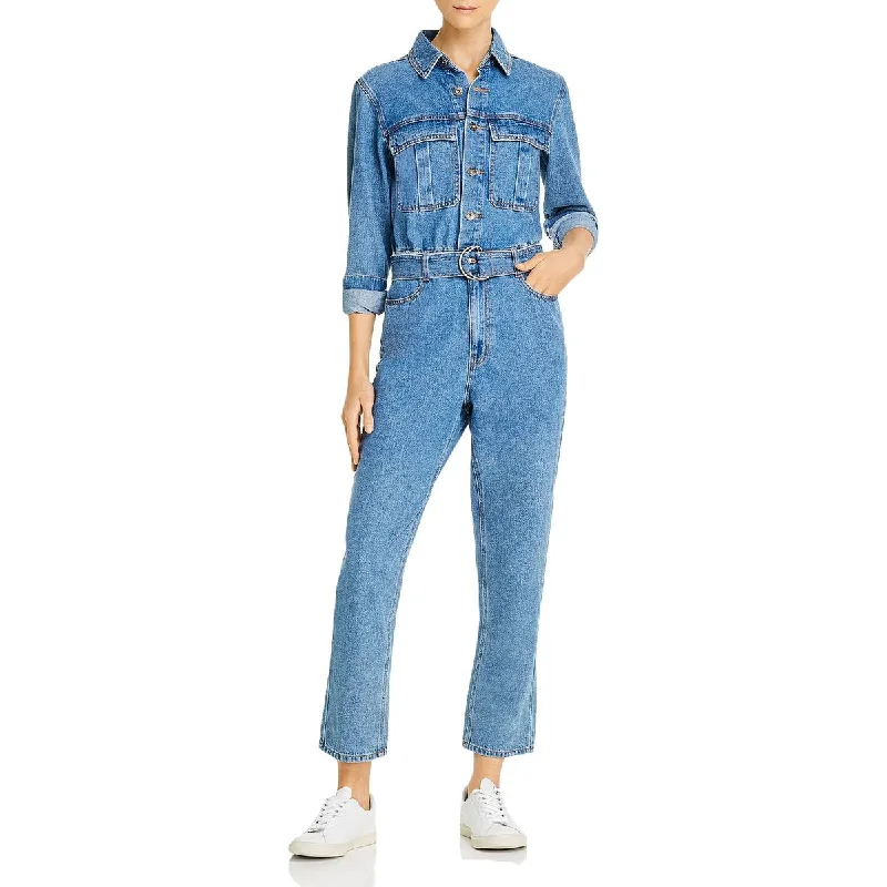 Affordable Women's Garments Womens Collared Cuffed Jumpsuit