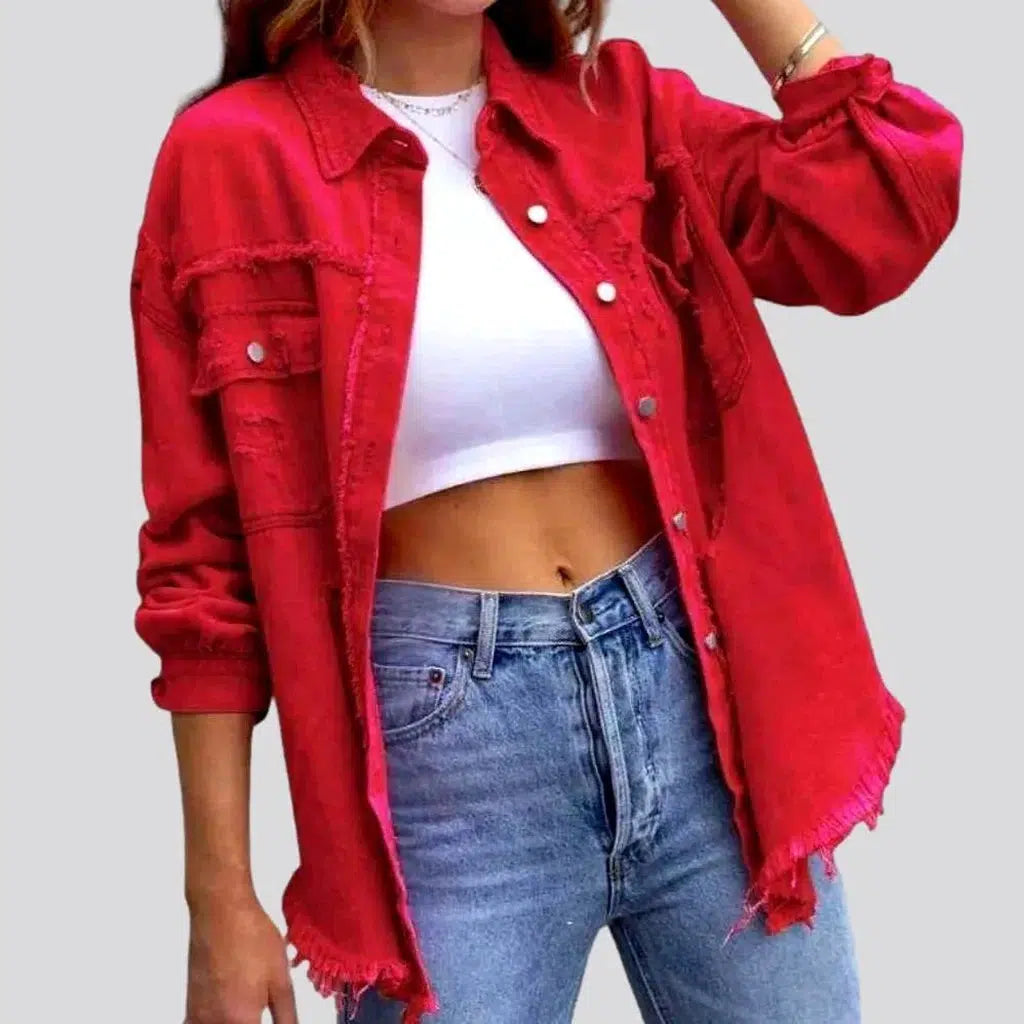 Clothes For Woman Cropped shirt-like denim jacket for ladies