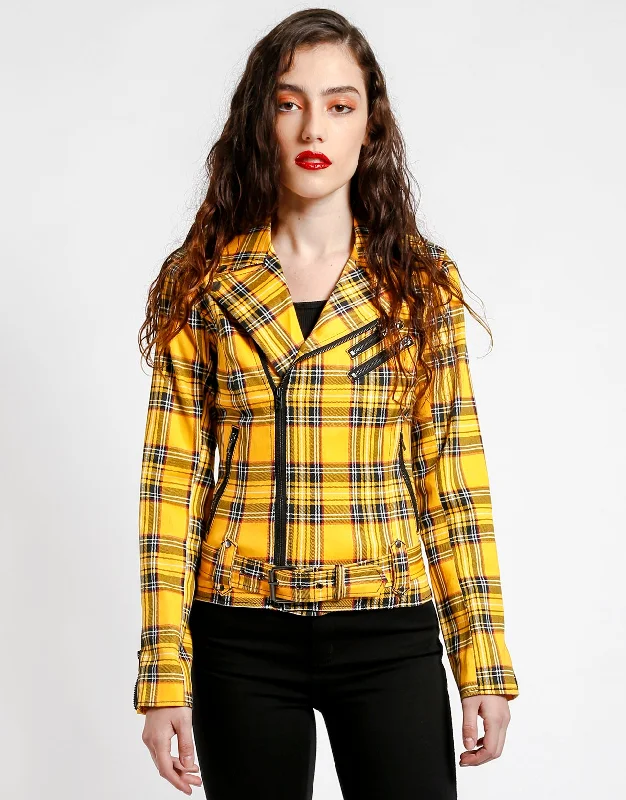 Women's Seasonal Fashion Trends Wild Child Motorcycle Jacket Plaid Print