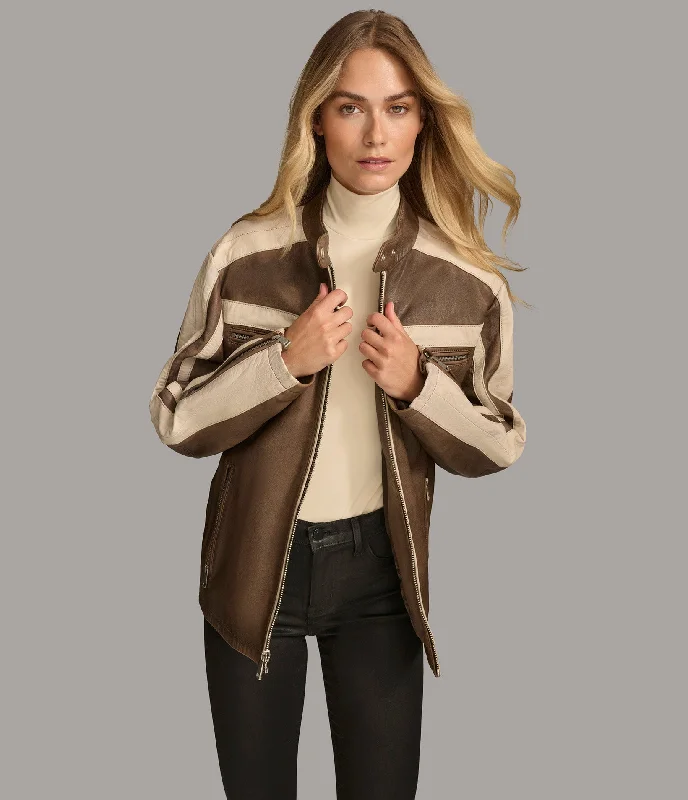 Women's Fashionable Attire For Work Jade Color Block Racer
