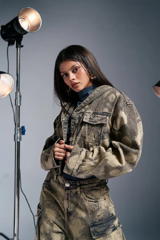 Affordable Women's Garments Camoclipse Cropped Denim Jacket