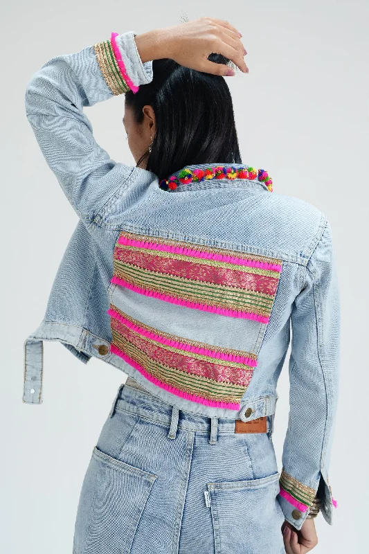 Modern Women's Apparel Patola Crop Denim Jacket