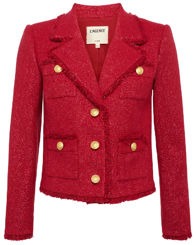 Women's Attire Garnet Red Copper Sylvia Collared Jacket