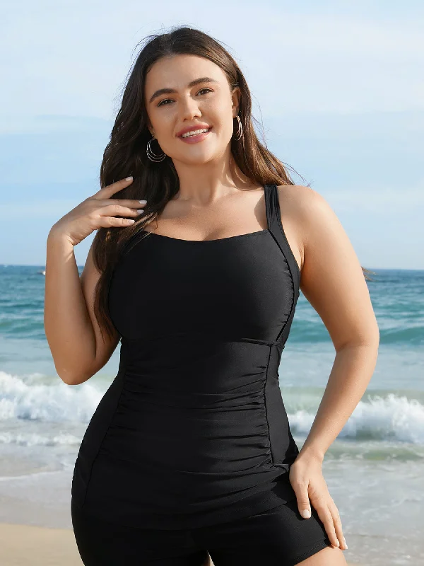 Plus-Size Women's Clothing Plain Back Crisscross Swim Top