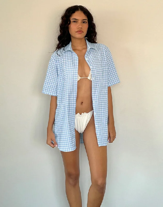 Women's Activewear Garments Smith Oversized Shirt in Blue Gingham