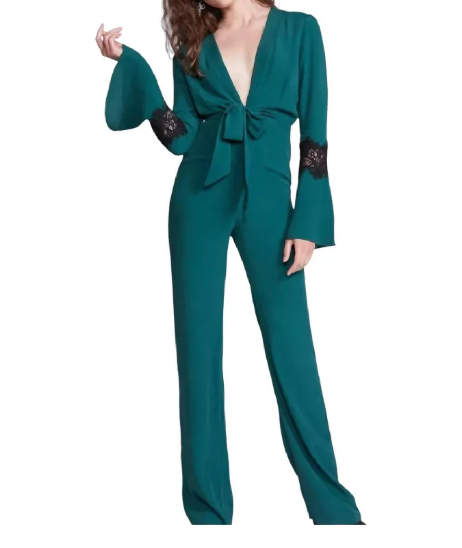 Women's Professional Outfit Stevie Jumpsuit In Green And Black