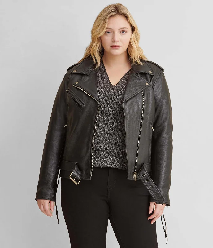 Women's Stylish Casual Garments Cleo Plus Size Asymmetrical Performance Moto Rider Jacket