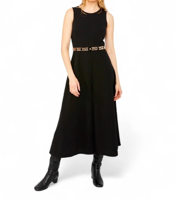 Women's Functional Outfit For Outdoor Activities Belted Full-Length Jumpsuit In Black