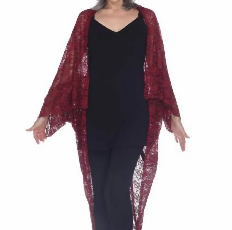 Fashionable Women's Clothing Sasha Sequin 3-Way Wrap Coverup In Burgundy