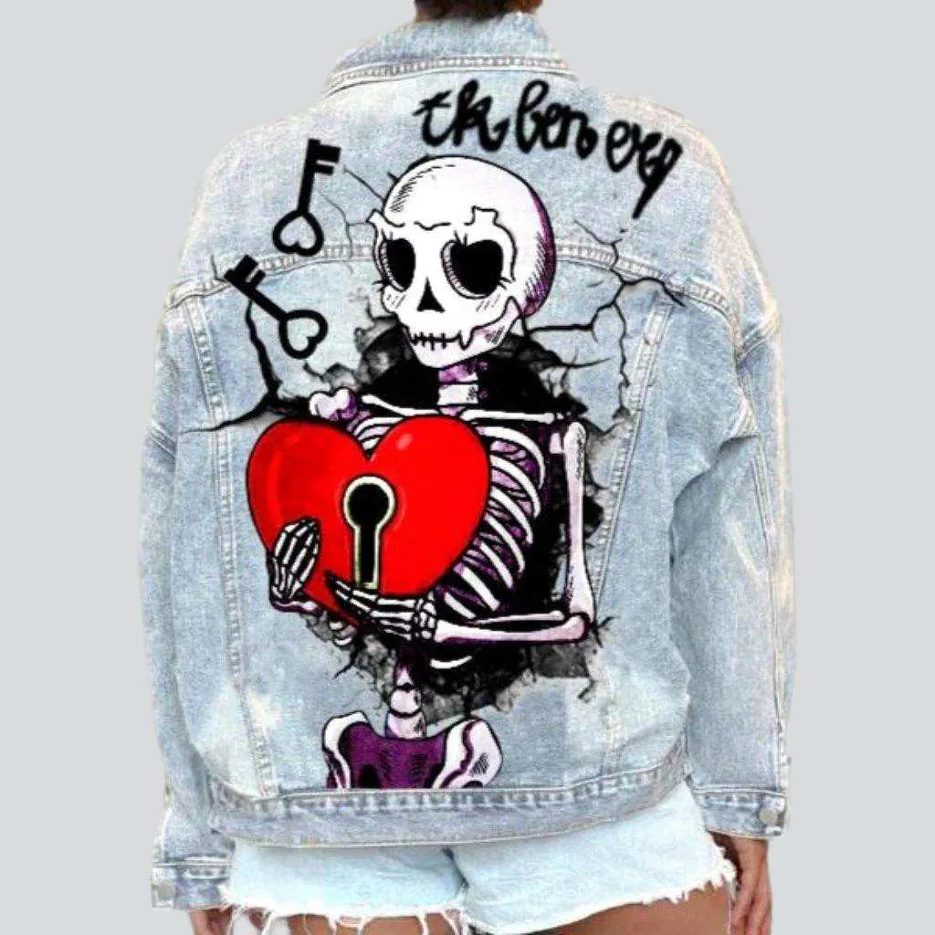Timeless Women's Fashion Styles Skull print women's jean jacket