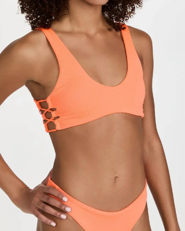 Women's Vacation Attire Town Sporty Bralette Bikini Top In Orange Poppy