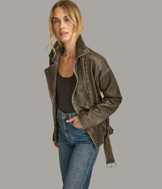 Modern Women's Attire Briana Oversized Asymmetric Moto