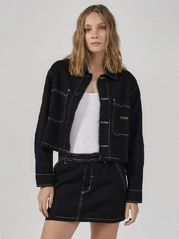 Plus Size Women Wear Union Crop Overshirt - Black