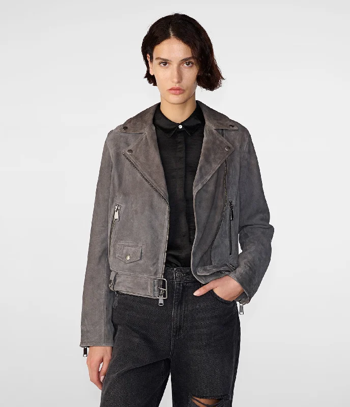 Affordable Fashion for Women Ada Suede Belted Moto Jacket