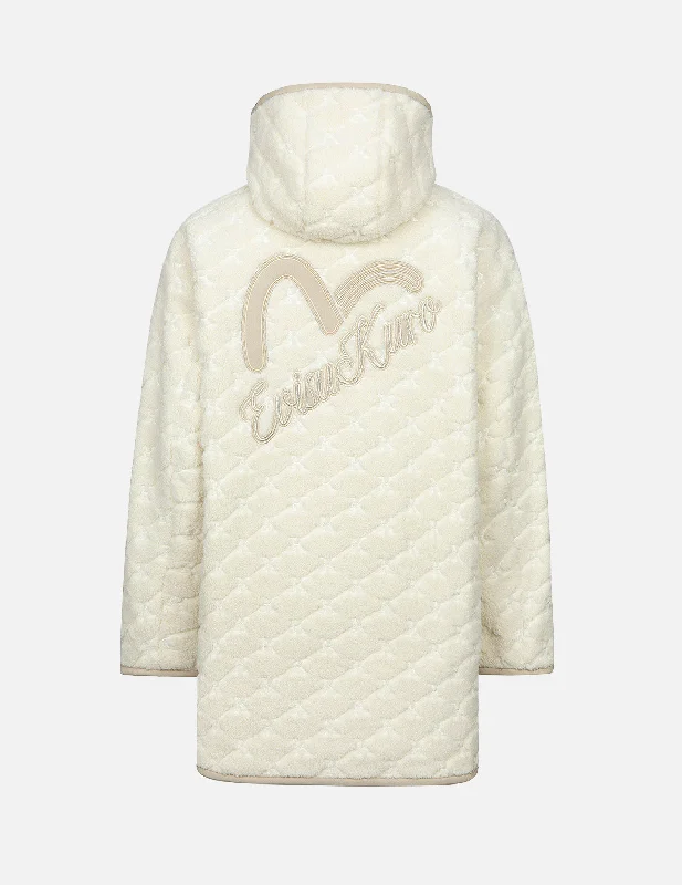 Women's Activewear Garments Logo Embossed Sherpa Oversized Coat
