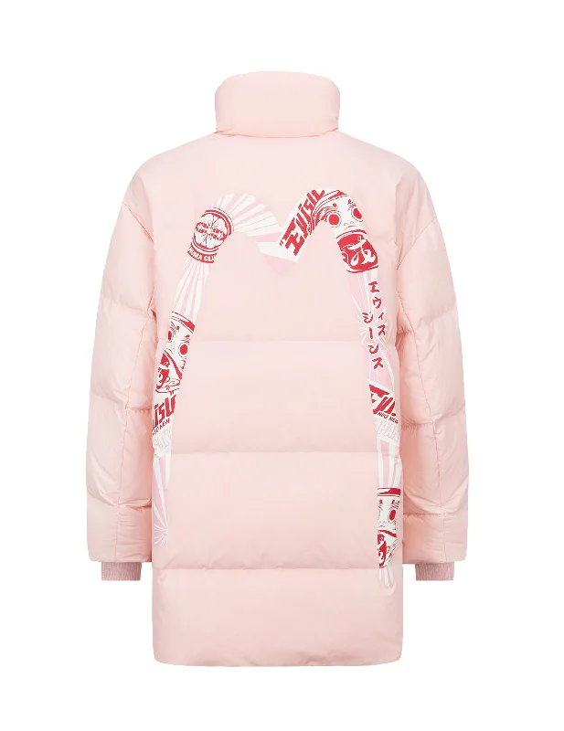 Online Boutiques Clothing Kokeshi Daruma Daicock Print Down Jacket