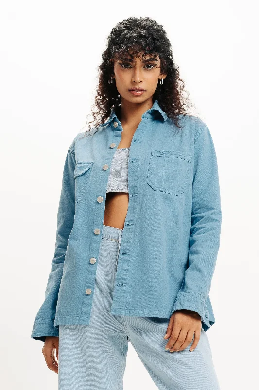 Chic Women's Attire Cyan Shacket