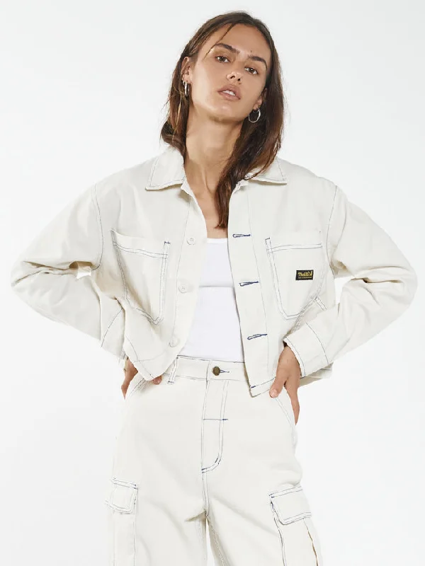 Clothing Online Union Crop Overshirt - Tofu / Cobalt