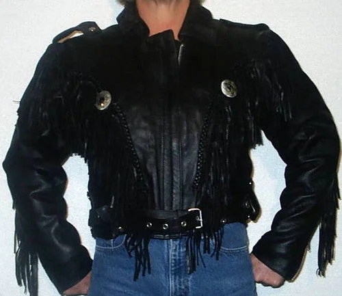 Discount Store Women's Fringed Leather Jacket with Concho 2205