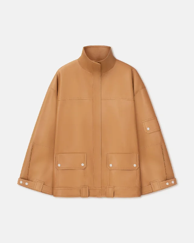 Affordable Women's Clothing Silva - Regenerated Leather Jacket - Tan Apricot